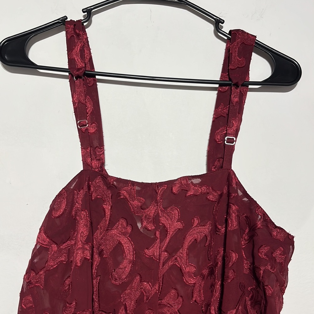 Victoria's Secret Vintage Gold Label Burgundy Babydoll Sheer Floral Chemise M - Picture 7 of 9